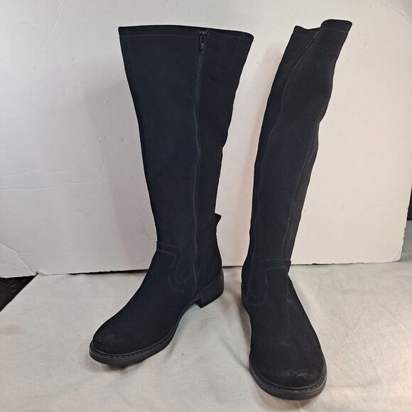 Josef Seibel Selena 21 Tall Riding Boots Women's Size 40 Black Suede Distressed - Picture 1 of 14